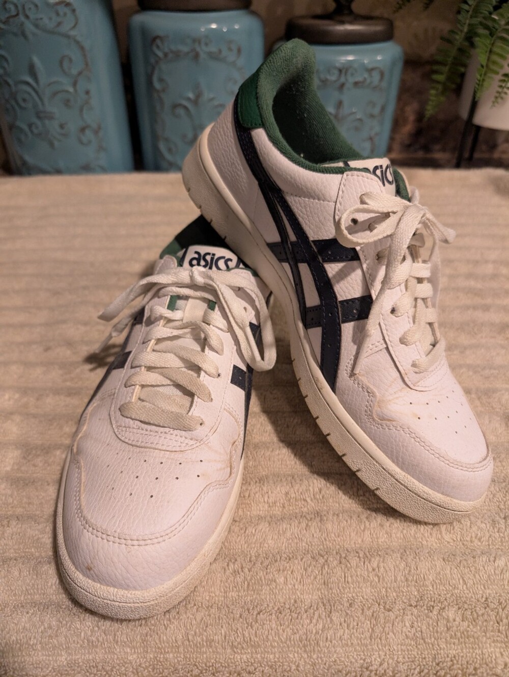 Asics Japan S 1201A173 Sneakers Mens Size 8.5 White Green Retro Court Low Top